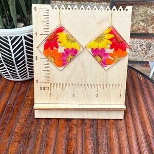 🌼 Bright Floral Resin Earrings | Gold Plated Stainless Hooks | Handmade